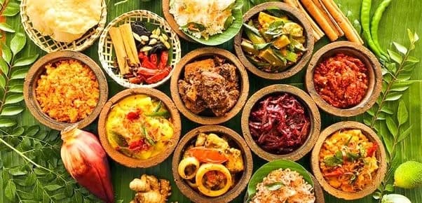 Traditional Sri Lankan feast spread for private event catering